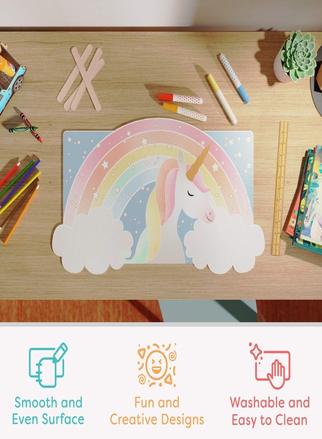 Uncommon Desks Kid's Desk Mat - for Schoolwork Arts & Crafts - Fun Computer & Mouse Pad Blotter - Washable Table Cover - Student School Organizer - Cute Office, Home, School Supplies - Unicorn Design - Image 2