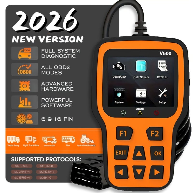 Orange OBD2 Scanner Color Display Full Functions Ten Languages - Image 1