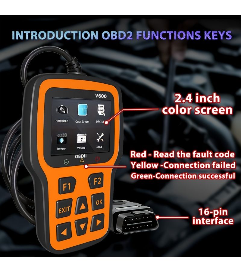 Orange OBD2 Scanner Color Display Full Functions Ten Languages - Image 4