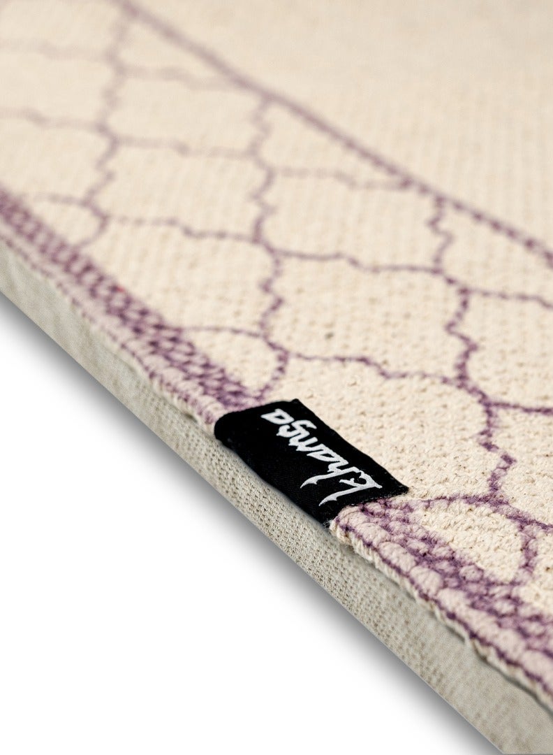 خمسة سجادة صلاة إسلامية من "خامسا كومفورت" مزودة ببطانة إسفنجية إضافية لتخفيف الضغط وامتصاص الحركة، مقاس الأطفال 55 سم × 100 سم، سجادة جنازة على الطراز العربي، مصنوعة يدويًا من القطن العضوي الناعم 100% | بنفسجي - لافندر - Image 2