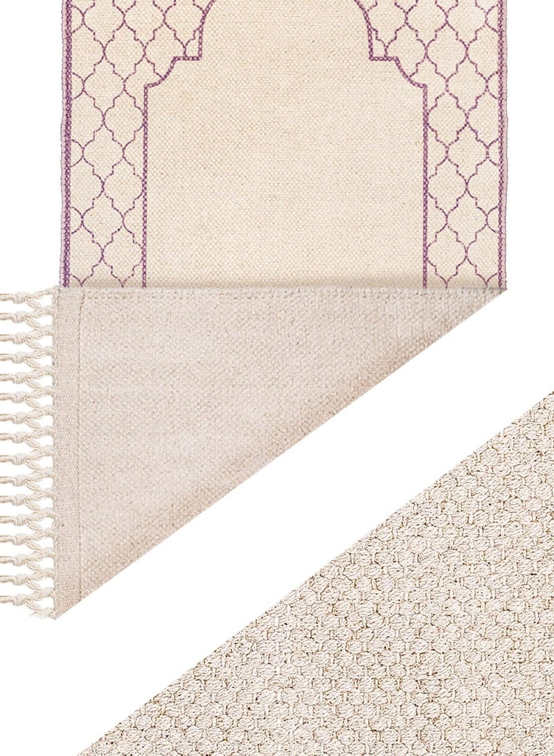 خمسة سجادة صلاة إسلامية من "خامسا كومفورت" مزودة ببطانة إسفنجية إضافية لتخفيف الضغط وامتصاص الحركة، مقاس الأطفال 55 سم × 100 سم، سجادة جنازة على الطراز العربي، مصنوعة يدويًا من القطن العضوي الناعم 100% | بنفسجي - لافندر - Image 3