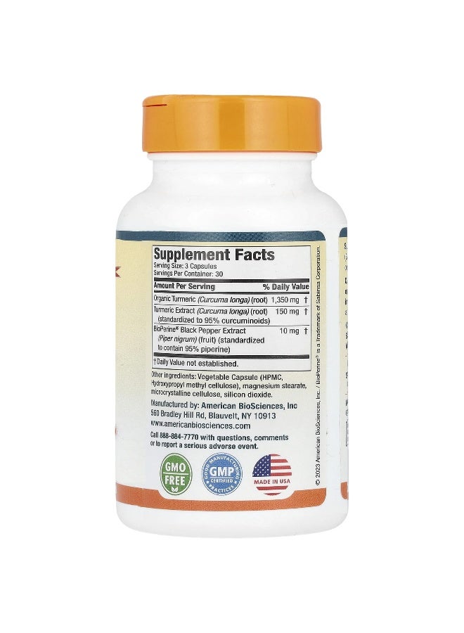 American BioSciences American Biosciences, USA Premium Turmeric Curcumin, 1,500 mg, 90 Vegetarian Capsules (500 mg per Capsule) - Image 2