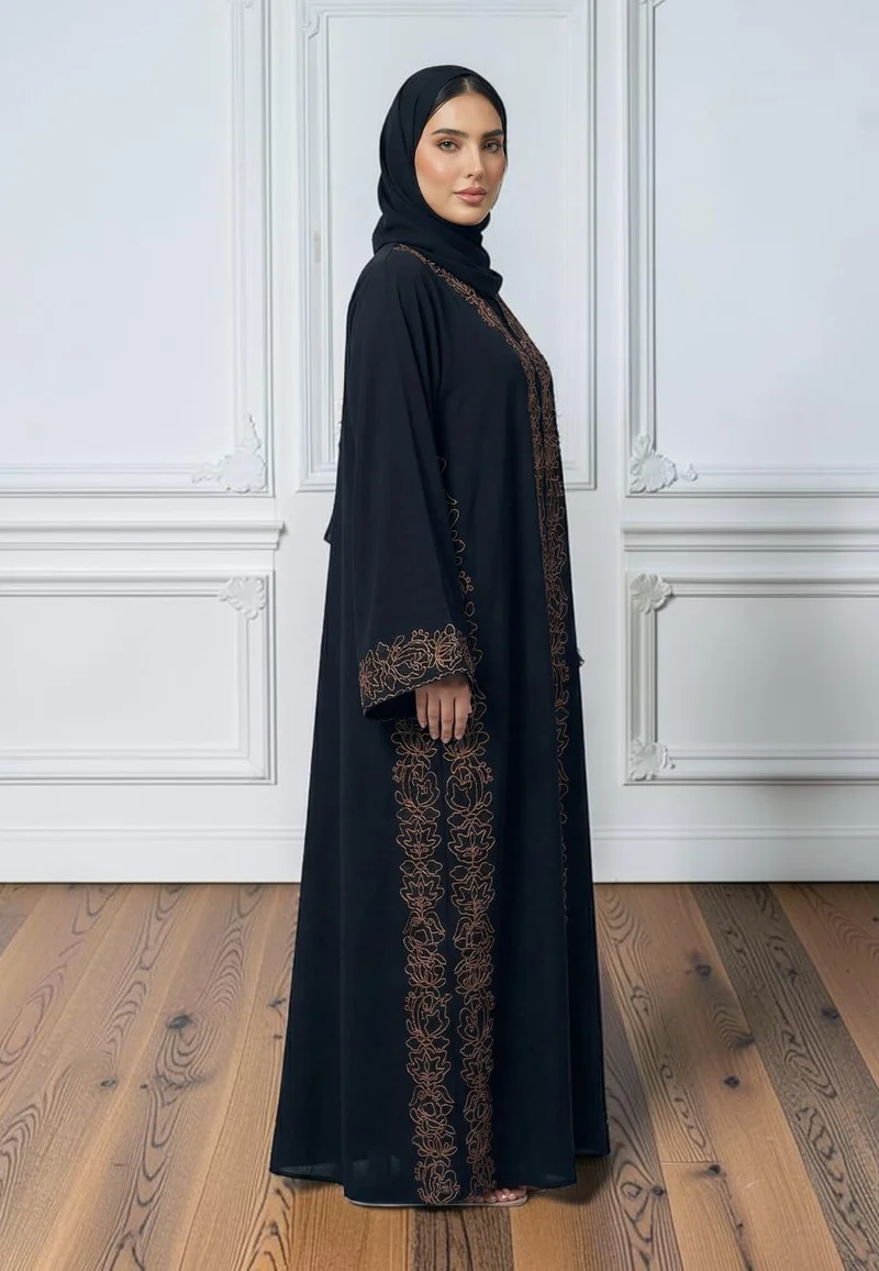 نخبة The Royal Filigree Embroidered Abaya | Nida Fabric-867