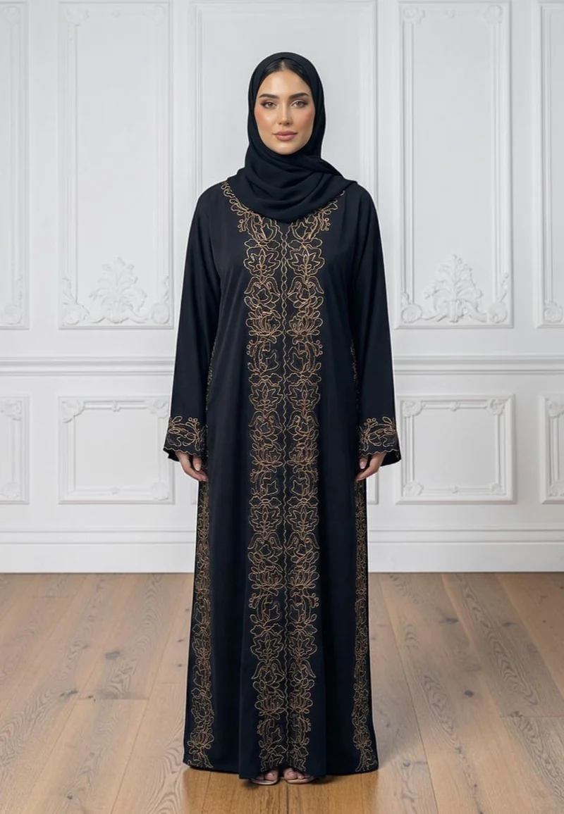 نخبة The Royal Filigree Embroidered Abaya | Nida Fabric-867