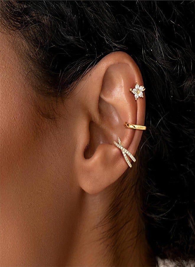 Flavizo Clip-On Ear Cuff Earrings, No-Piercing Clip-On Design, Stylish Gold & Elegant Finish, Lightweight & Comfortable Wear | Fake Ear Piercing | Upper Ear Style | Easy Wear | Party & Daily - Image 4