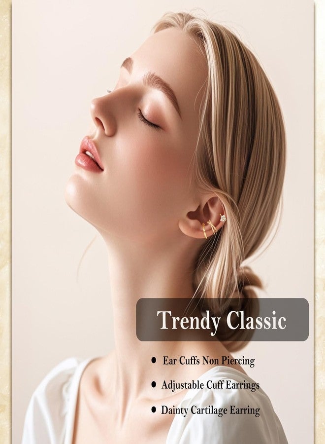 Flavizo Clip-On Ear Cuff Earrings, No-Piercing Clip-On Design, Stylish Gold & Elegant Finish, Lightweight & Comfortable Wear | Fake Ear Piercing | Upper Ear Style | Easy Wear | Party & Daily - Image 2