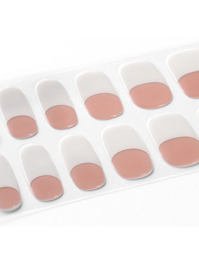 DANNI & TONI Semi Cured Gel Nail Strips (Happygolucky) Nude French Gel Nail Stickers White Tips 28 Stickers - Image 5