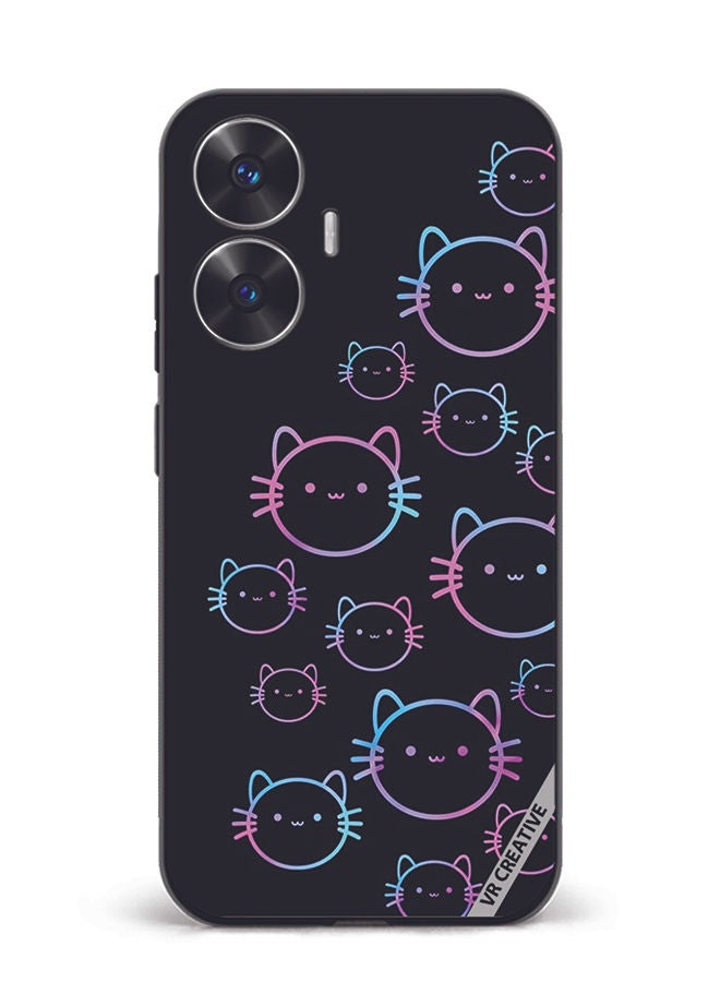 VR CREATIVE Protective Case Cover For Realme C55 Cat Face Design Multicolour - Image 1