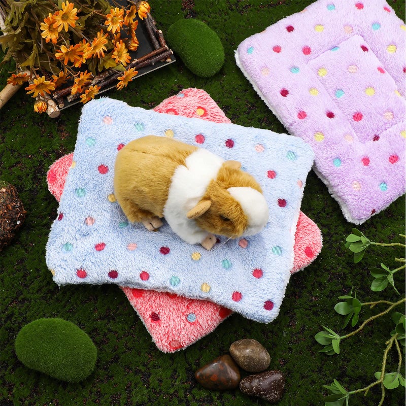 Jetec 3 Pcs Bunny Guinea Pig Beds Soft Bunny Mats Warm Guinea Pig Mat Small Animal Winter Bed Pads Fleece Sleeping Pads for Indoor Rabbit Hamster Squirrel Hedgehog Chinchilla Ferret(Dots) - Image 4