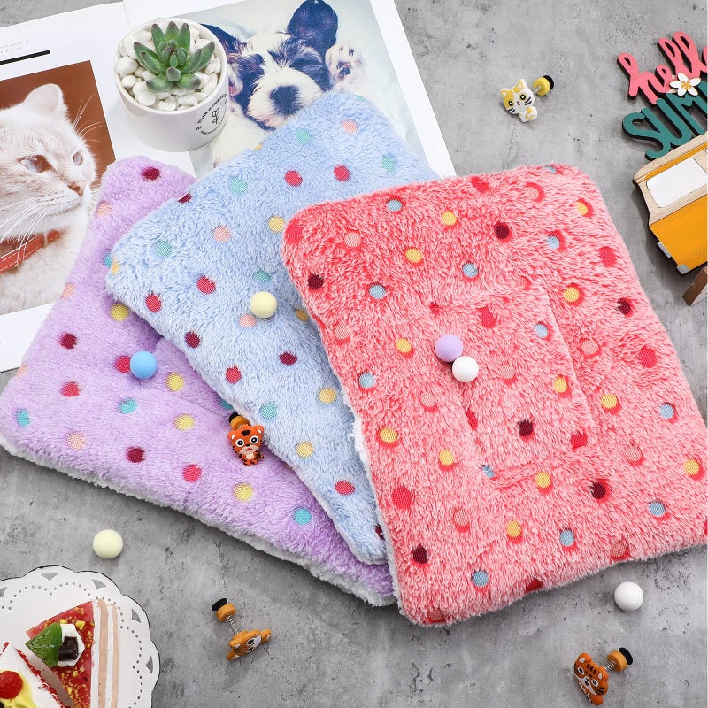 Jetec 3 Pcs Bunny Guinea Pig Beds Soft Bunny Mats Warm Guinea Pig Mat Small Animal Winter Bed Pads Fleece Sleeping Pads for Indoor Rabbit Hamster Squirrel Hedgehog Chinchilla Ferret(Dots) - Image 3