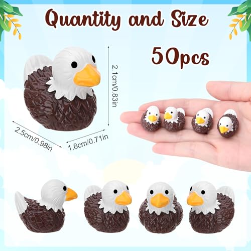 GGSTDDUP 50 Pcs Bald Eagle Ducks Toy Figures Mini Bald Eagle Resin Ducks Bulk Tiny Bald Eagle Figurine Dress up Duck Toy for Party Favors Bald Eagle - Image 5