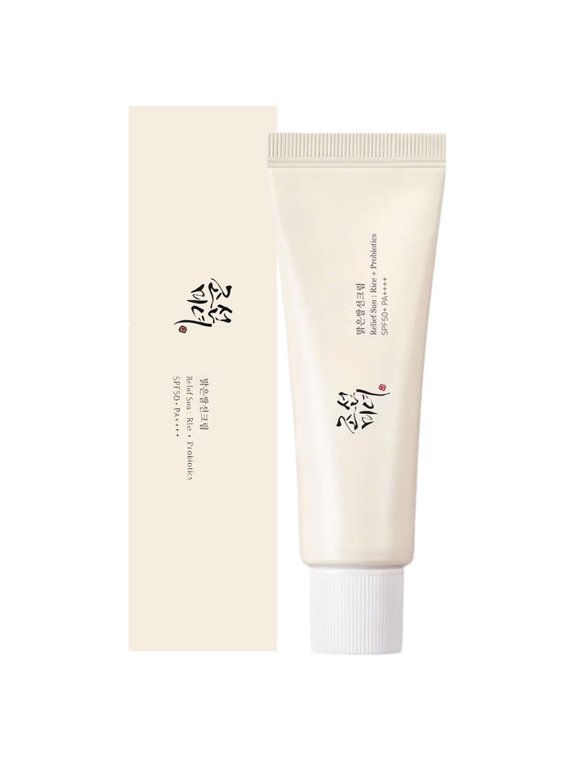 واقي شمس ريليف صن - عامل حماية كوري SPF50+ PA++++ | تركيبة مرطبة من الأرز والبروبيوتيك 50 مل - Image 1