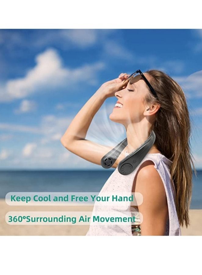 Neck Fans Portable Rechargable Prime, Bladeless Personal Fans for Your Neck Face Travel Summer Birthday Gifts for Women Men Kids Black - Image 2