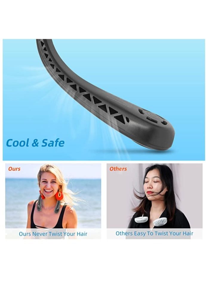 Neck Fans Portable Rechargable Prime, Bladeless Personal Fans for Your Neck Face Travel Summer Birthday Gifts for Women Men Kids Black - Image 5