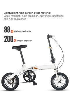 Sharpdo 12 Inch Lightweight Folding Mountain Bike for Teenagers Height Adjustable High Carbon Steel Frame Dual Disc Brakes Folding Bicycle for Adults Youth Men Women  - Image 3