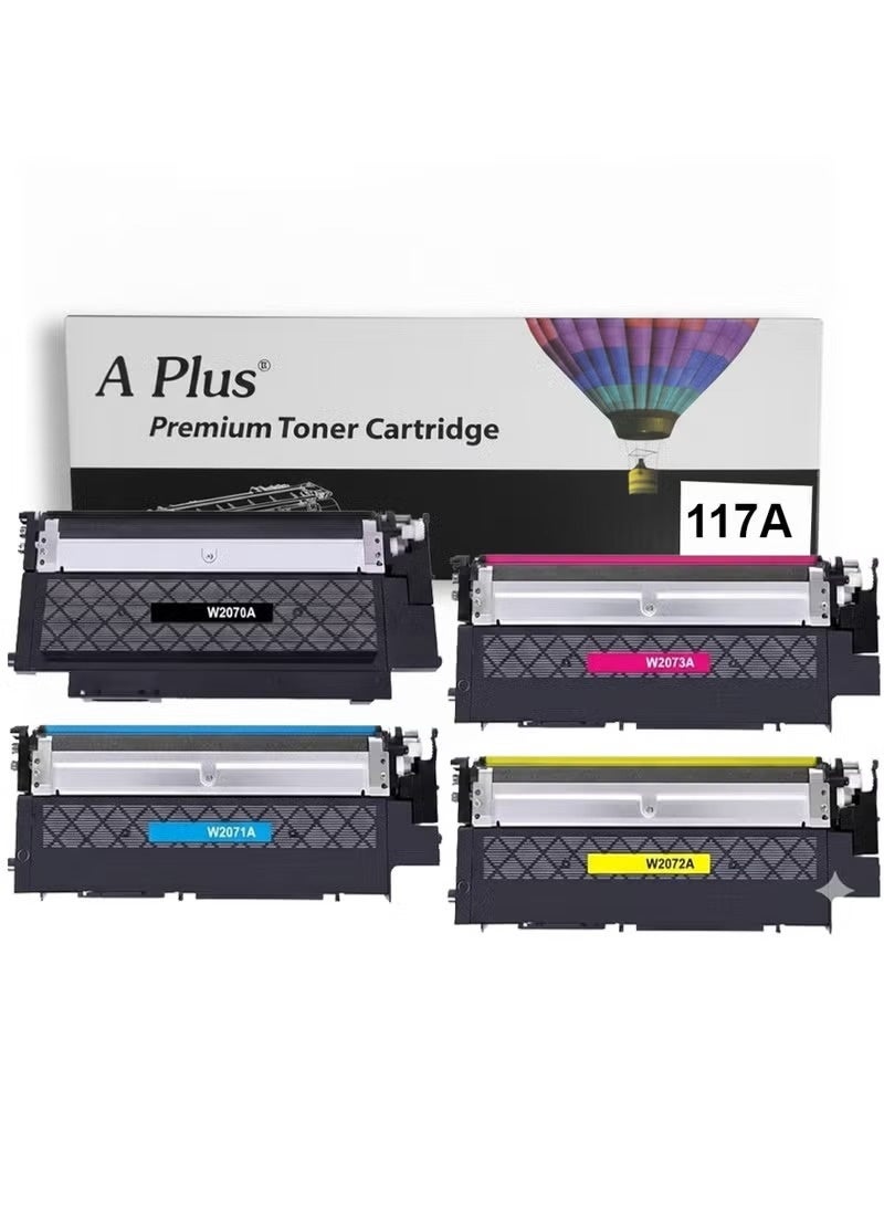 A Plus 117A Compatible Toner Cartridges (W2070A, W2071A, W2072A, W2073A) – 4-Pack CMYK for HP Color Laser 150a, 150nw, MFP 178n, 179fnw - Image 1