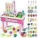 deAO Kitchen Toy Sink Toys with Cutting FoodElectric Dishwasher Playing Toy with Running Water Role Playing Game Pretend Food44 PCS Kitchen Accessories Set for 3 4 5 Years Old Girls Boys - Image 4