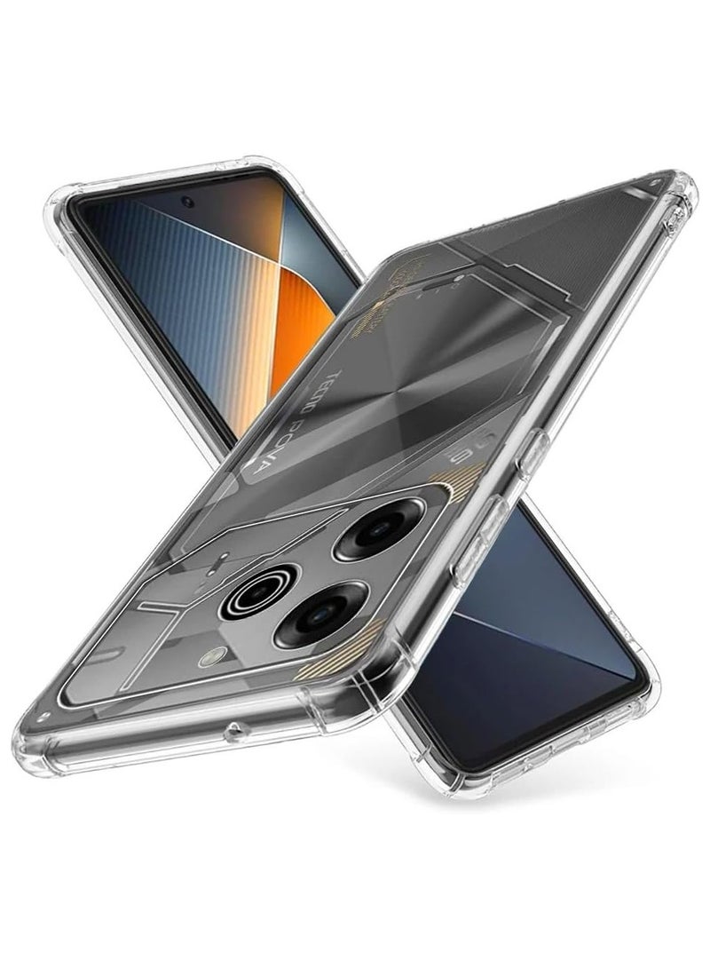 Clear Case Compatible with Tecno Pova 6 Pro, Slim Fit TPU Transparent Soft Back Cover with 4 Corner Shockproof Airbag and Camera Lens Protection - Image 1