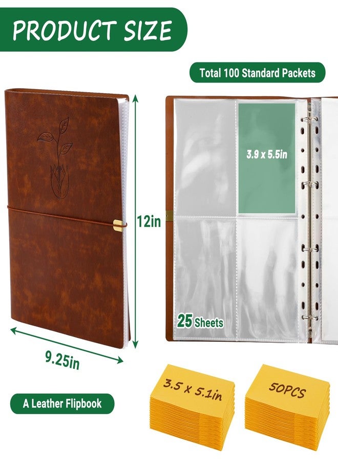 UCandy Seed Packet Organizer Binder, Garden Planner Packet with 25 Pack Clear Pocket Sleeves(Slot Size 3.9" x 5.5") 50Pcs Seed Storage Envelopes, Fit for Standard Seed Packets - Image 2