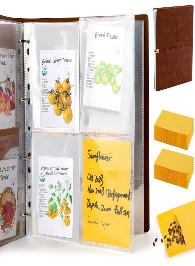 UCandy Seed Packet Organizer Binder, Garden Planner Packet with 25 Pack Clear Pocket Sleeves(Slot Size 3.9" x 5.5") 50Pcs Seed Storage Envelopes, Fit for Standard Seed Packets - Image 1