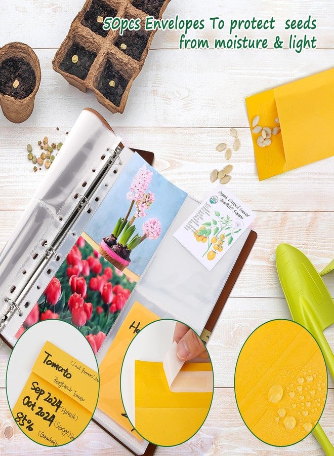 UCandy Seed Packet Organizer Binder, Garden Planner Packet with 25 Pack Clear Pocket Sleeves(Slot Size 3.9" x 5.5") 50Pcs Seed Storage Envelopes, Fit for Standard Seed Packets - Image 4