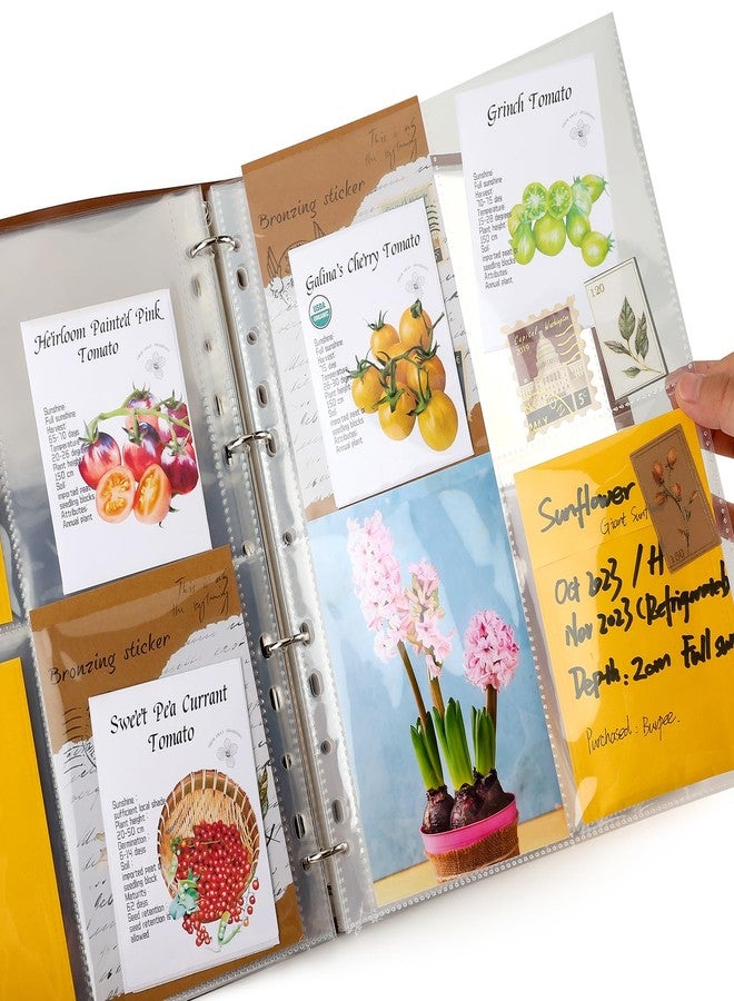 UCandy Seed Packet Organizer Binder, Garden Planner Packet with 25 Pack Clear Pocket Sleeves(Slot Size 3.9" x 5.5") 50Pcs Seed Storage Envelopes, Fit for Standard Seed Packets - Image 5
