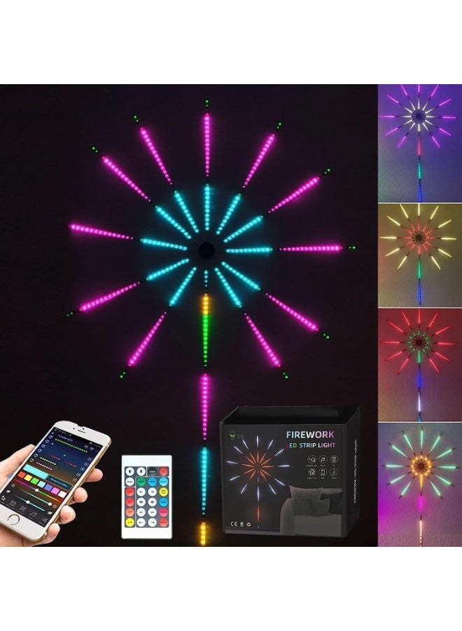 Smart Firework Bluethooth APP LED Light for Bedroom Decoration,LED Strip Lights with Remote App Control, Music Sound Sync Light for Home Room Wall Decor, Christmas, Party(Firework Strip) - Image 1