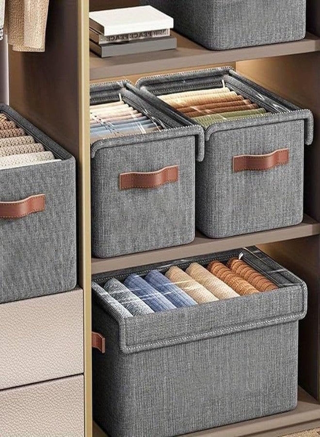 SHONIL Foldable Steel Frame Clothes Storage Organizer Box for Saree Shirt Blankets with Clear Window Front & Top Open Almirah Wardrobe Organiser Closet Basket for Cloth Cupboard Shelves (26, litres) - Image 4
