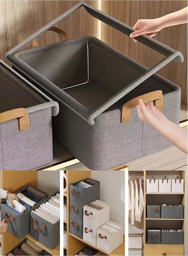 SHONIL Foldable Steel Frame Clothes Storage Organizer Box for Saree Shirt Blankets with Clear Window Front & Top Open Almirah Wardrobe Organiser Closet Basket for Cloth Cupboard Shelves (26, litres) - Image 5