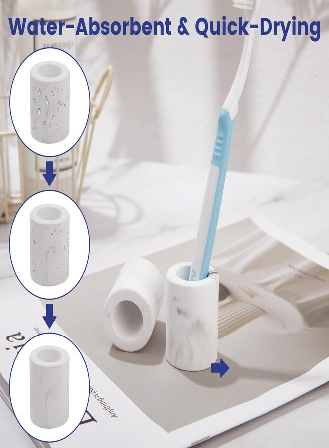 Amviner Mini Diatomite Toothbrush Holders for Bathrooms, Quick-Dry Tooth Brush Organizer Compact Portable Toothbrush Holder for Countertop, Marble White - Image 5