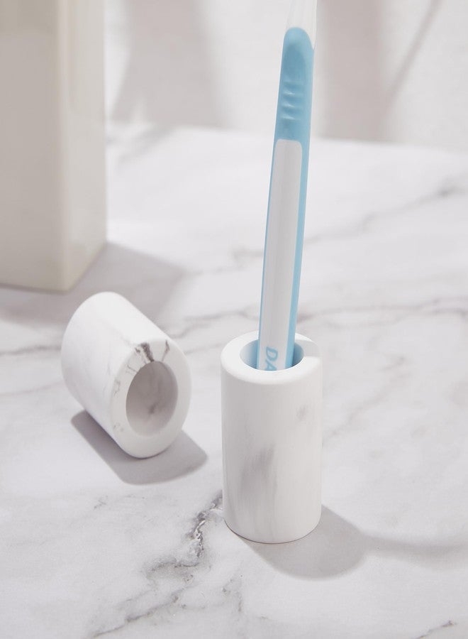 Amviner Mini Diatomite Toothbrush Holders for Bathrooms, Quick-Dry Tooth Brush Organizer Compact Portable Toothbrush Holder for Countertop, Marble White - Image 2