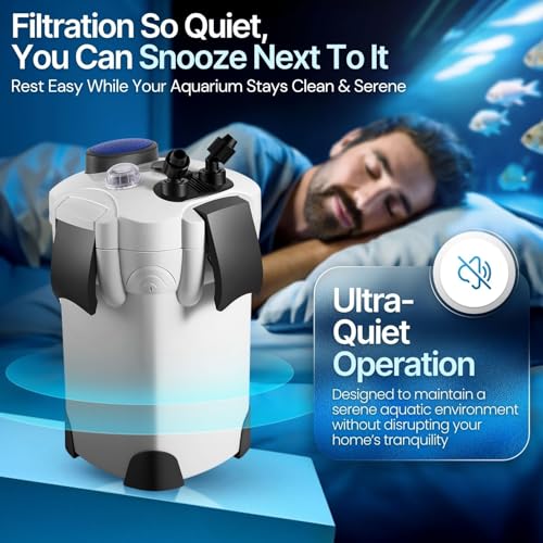 Flexzion Aquarium Canister Filter with 265GPH Flow Rate, Spray Bar, & 3-Stage Media Filtration for up to 75 Gallon Fish Tanks - Ultra-Quiet External Canister Filters for Aquarium - Image 5