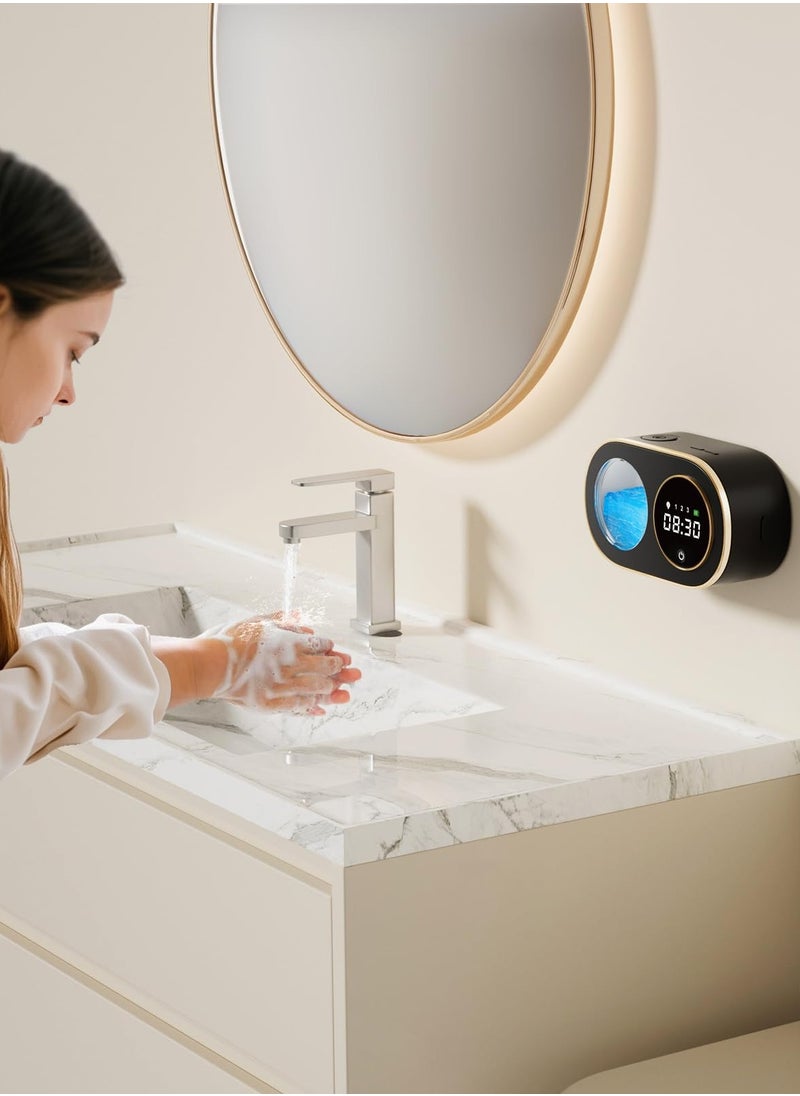 Wall mounted automatic soap dispenser with high-definition LED time display, rechargeable intelligent handheld