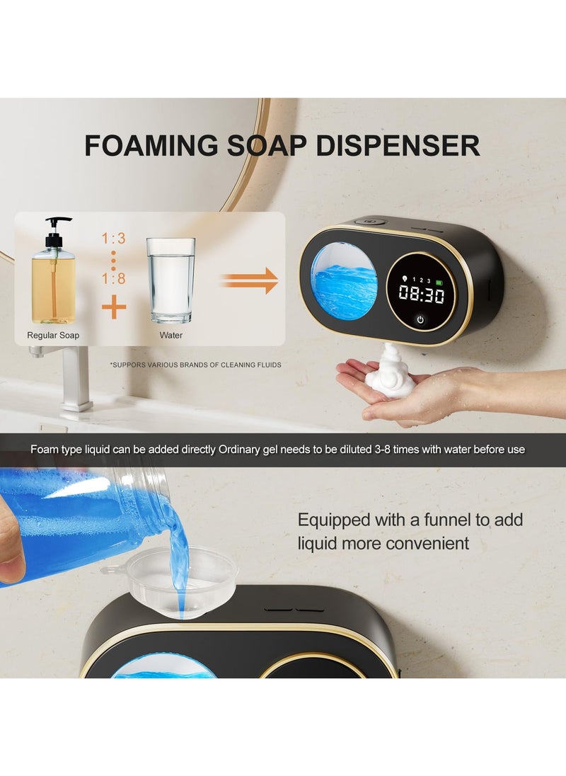 Wall mounted automatic soap dispenser with high-definition LED time display, rechargeable intelligent handheld