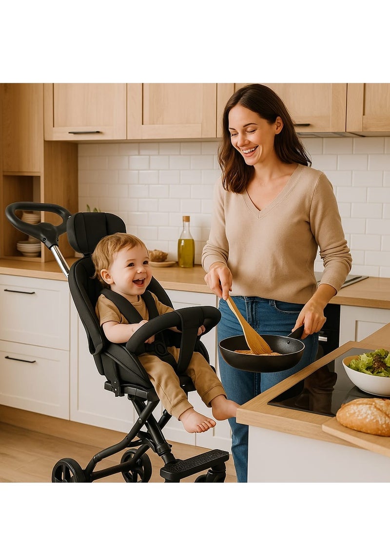 Generic Imported Baby Stroller for Ages 0-4 Years, Stroller with Adjustable Handles, Strong Brakes and Backrest - For Shopping, Walking, Travel - and Home Use (Easy to Assemble and Durable) Foot Brake  - Image 2