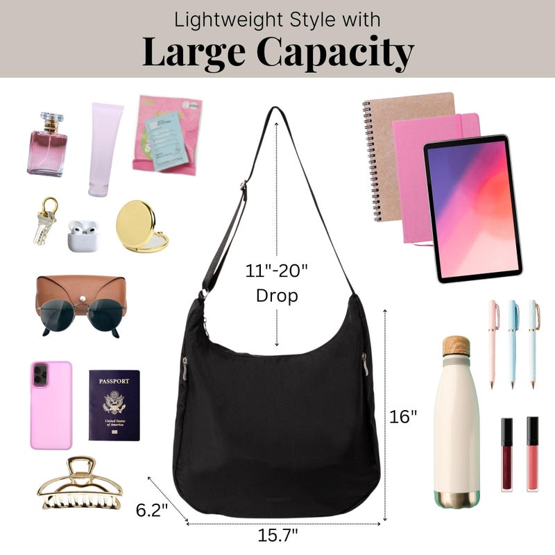 Baggallini Swift Hobo Crossbody Bag for Women - Lightweight 15.7"x16" Travel Purse Handbag Hobo Bag - Image 5