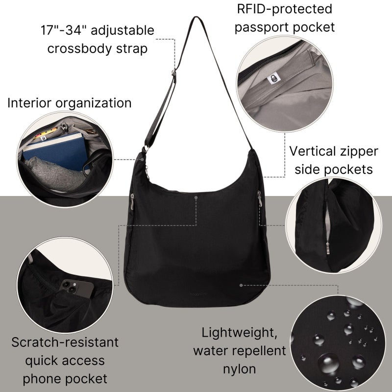 Baggallini Swift Hobo Crossbody Bag for Women - Lightweight 15.7"x16" Travel Purse Handbag Hobo Bag - Image 4