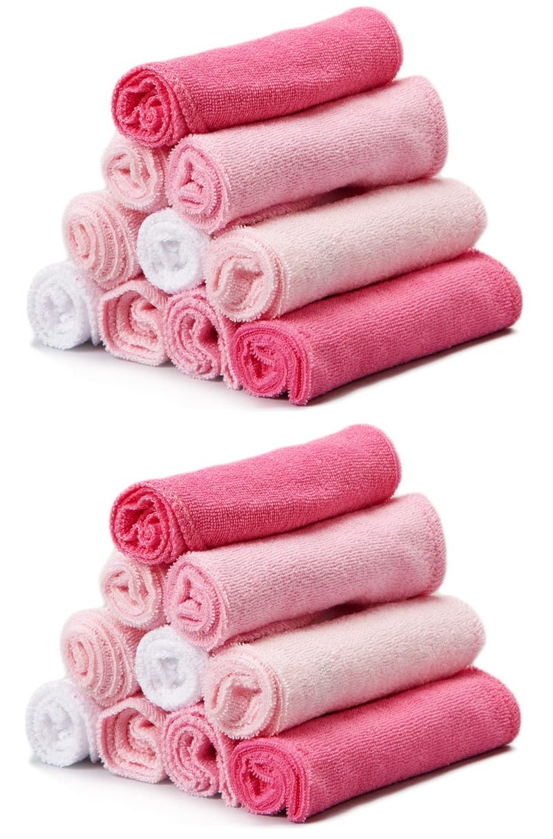 Spasilk Washcloth Wipes Set for Newborn Boys and Girls, Soft Terry Washcloth Set, Pack of 20, Pink - Image 1