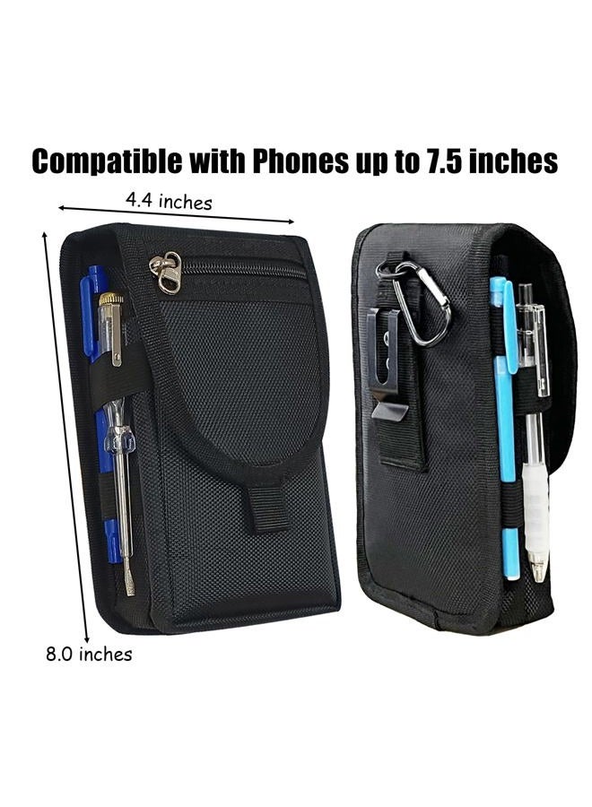 FAUDRECRO Belt Phone Pouch for Men,Dual Phone Holster with Belt Clip,Tactical Waist Cellphone Holder,Multi-Function Large Compatibility Smartphone Case for Daily Use,Outdoor Activity,Hiking,Camping,Working - Image 5