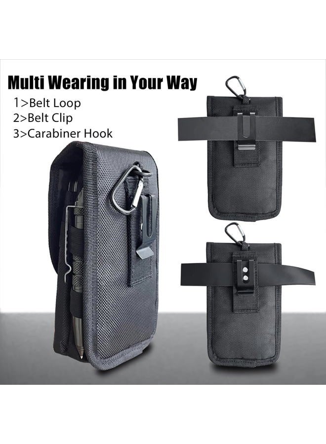 FAUDRECRO Belt Phone Pouch for Men,Dual Phone Holster with Belt Clip,Tactical Waist Cellphone Holder,Multi-Function Large Compatibility Smartphone Case for Daily Use,Outdoor Activity,Hiking,Camping,Working - Image 4