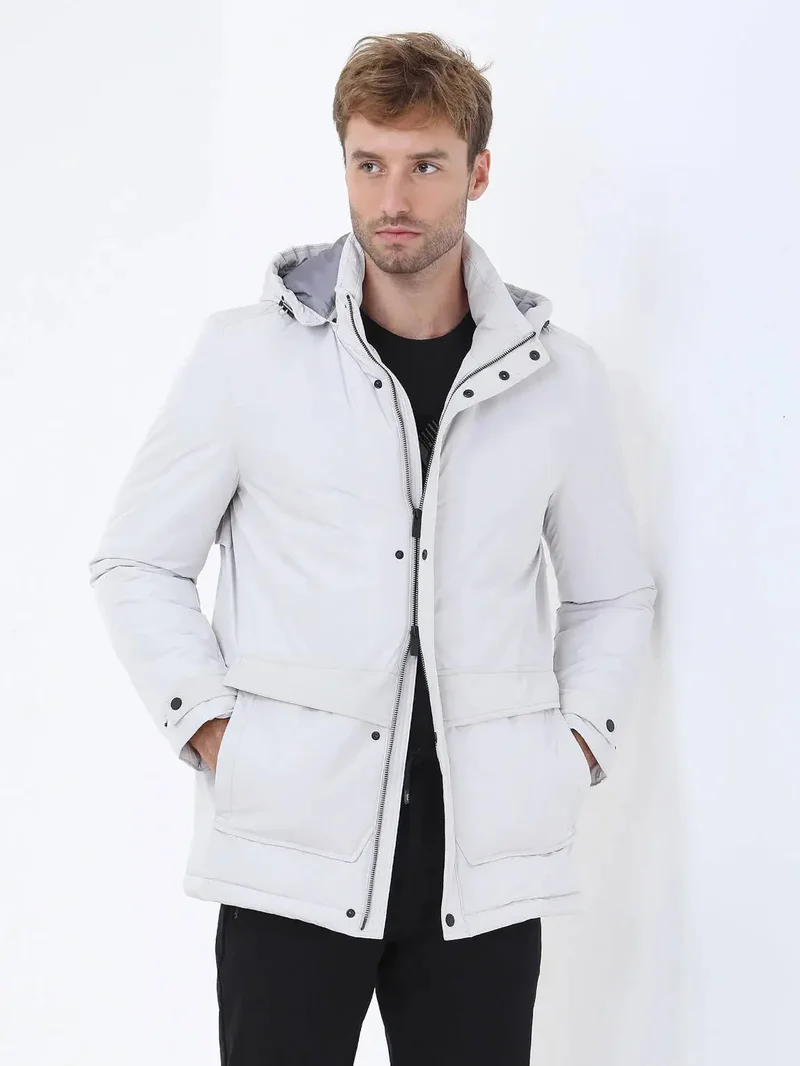 كيب معطف منسوج بغطاء رأس بقصة عادية من ستون