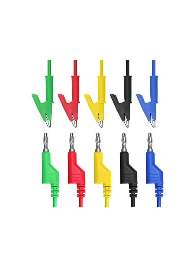 PROMASS promass 0.15”(4mm) 5PC Banana Plug to Crocodile Alligator Clip Test Probe Multimeter Probe Test Lead, Lead Wire Silicone Cable,39.37”(100cm) (5pcs colors)  - Image 5