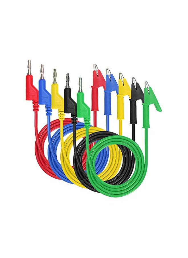 PROMASS promass 0.15”(4mm) 5PC Banana Plug to Crocodile Alligator Clip Test Probe Multimeter Probe Test Lead, Lead Wire Silicone Cable,39.37”(100cm) (5pcs colors)  - Image 2