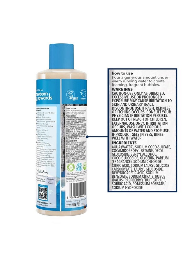 تشايلدز فارم، حمام فقاعات للأطفال للبشرة الجافة والحساسة، توت العليق العضوي، ينظف بلطف ويلطف، نباتي، خالٍ من القسوة، 16.9 أونصة سائلة - Image 1