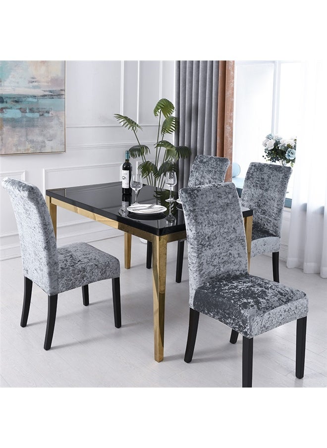 yongsheng 4-Piece Dining Chair Cover ，Velvet Chair Covers Solid Color Desk Seat Protector Seat Slipcovers for Hotel Banquet Wedding Fiestas (Color : Dark Gray, Size :39*6*50cm）  - Image 4