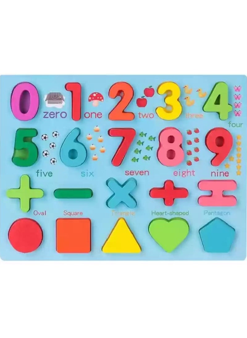 Math Board Learning Educational Toys Wooden Numbers - Shapes Puzzle Children's Early Education Puzzle Unlocking Cognitive Enlightenment Toys Math Learning Educational Toys