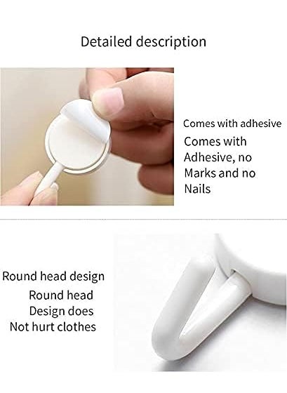 Sakshi Enterprises Sakshi Enterprises 20PCSAdhesive Hooks for Wall Heavy Duty Wall Hooks for Hanging Strong Wall Hanger Sticky Hook Hanger Hooks for Wall Sticky Wall Hook for Hangers  - Image 3