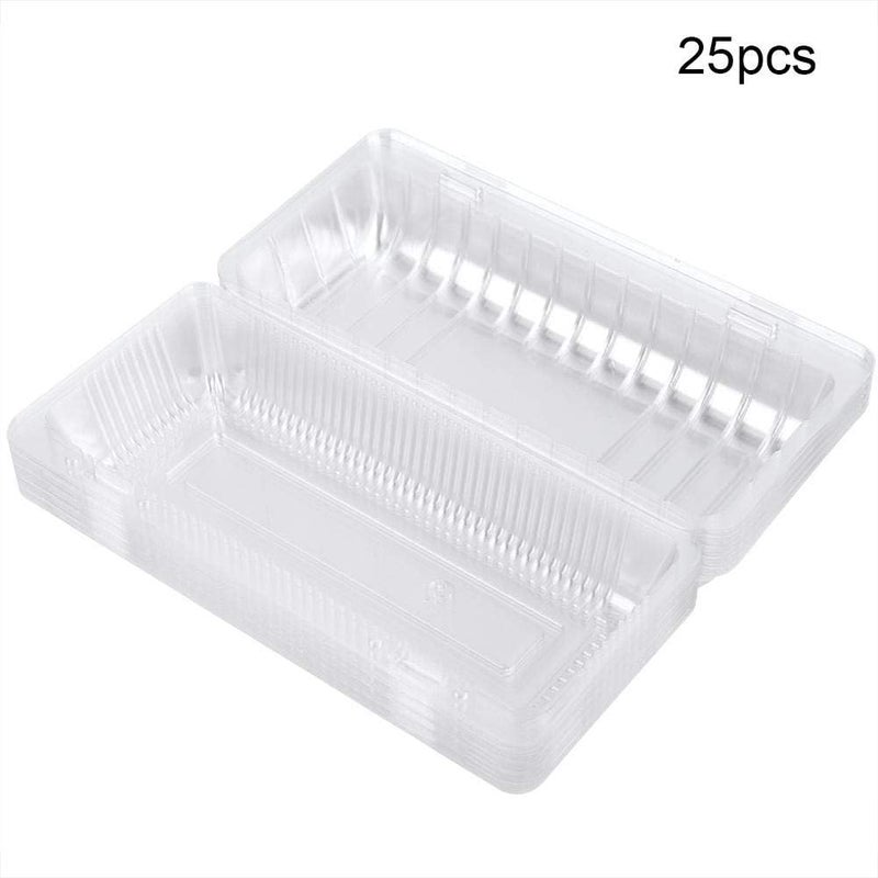 comfrt 25Pcs Plastic Disposable Food Containers, Cupcake Boxes Containers Fruit Vegetables Storage Box with Lids(22.5 * 12.7cm) - Image 2