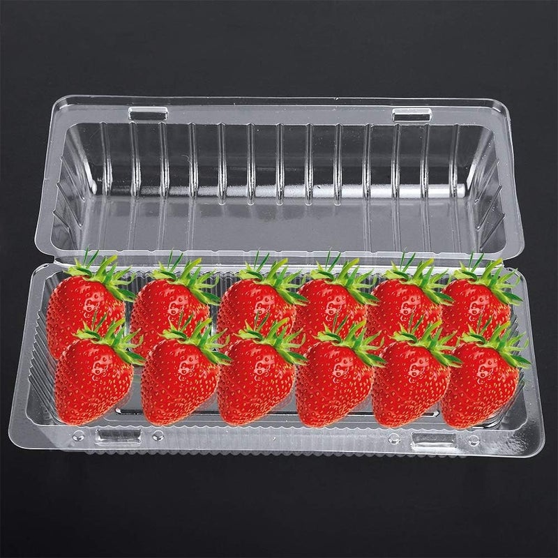 comfrt 25Pcs Plastic Disposable Food Containers, Cupcake Boxes Containers Fruit Vegetables Storage Box with Lids(22.5 * 12.7cm) - Image 3