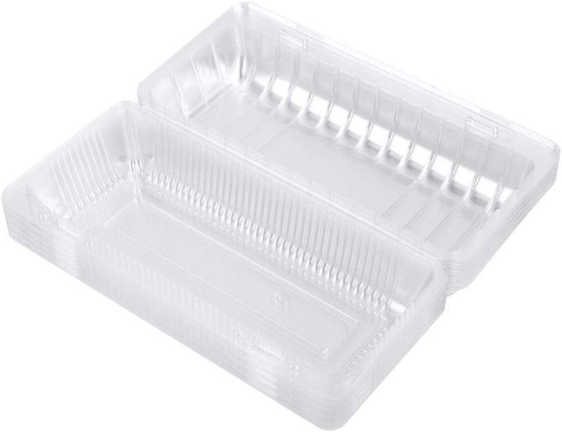 comfrt 25Pcs Plastic Disposable Food Containers, Cupcake Boxes Containers Fruit Vegetables Storage Box with Lids(22.5 * 12.7cm) - Image 1